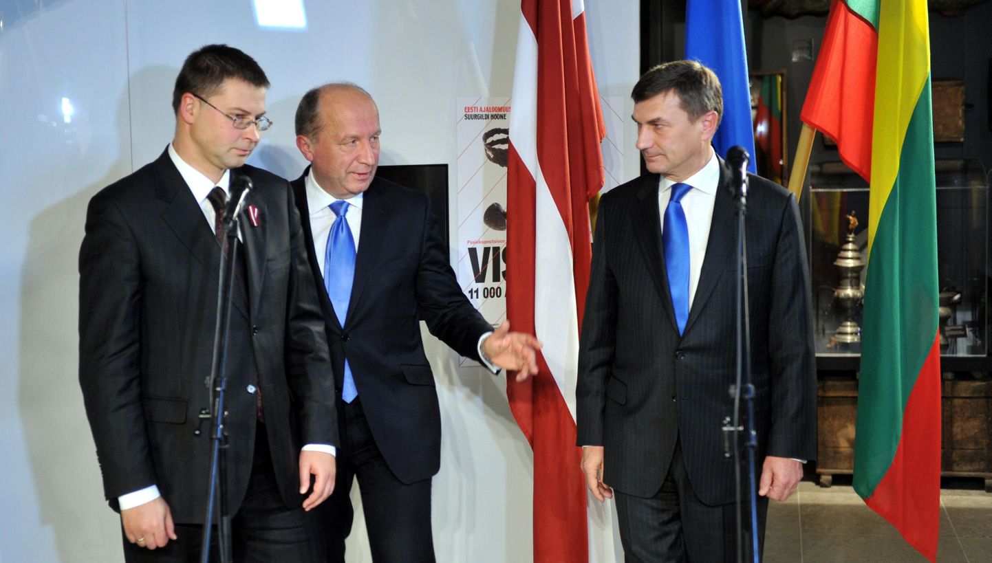Läti peaminister Valdis Dubrovskis, Eesti peaminister Andrus Ansip ja Leedu peaminister Andrius Kubilius