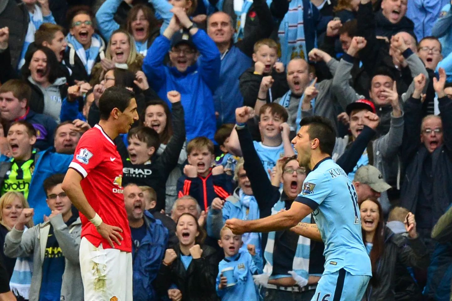 Sergio Agüero (paremal) tähistamas ManU vastu löödud väravat.