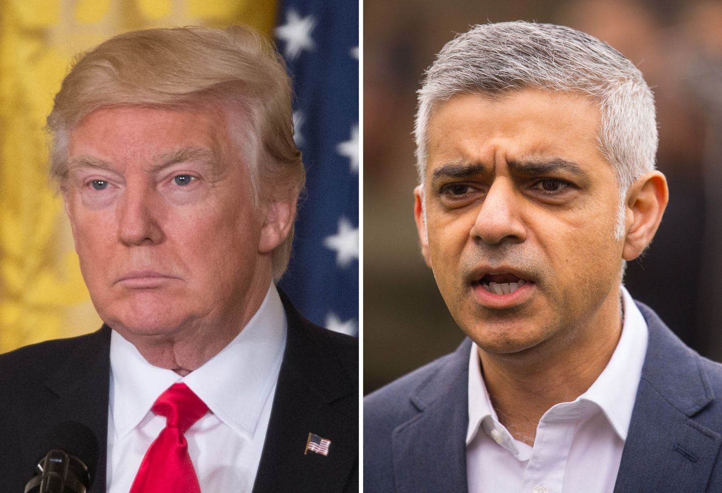 USA president Donald Trump (vasakul) ja Londoni linnapea and Sadiq Khan.