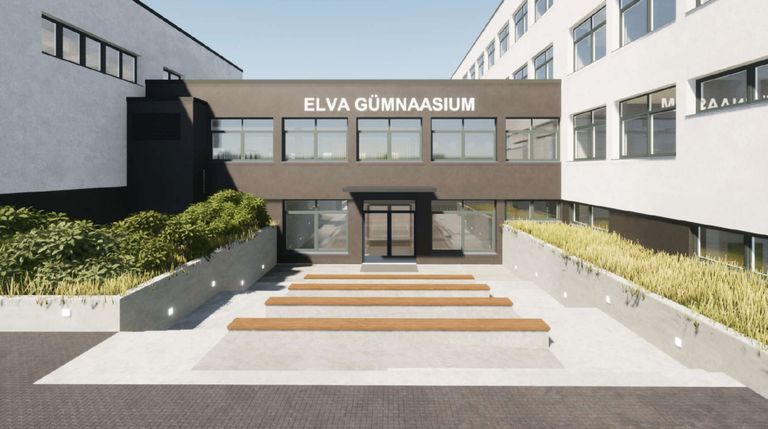 3D-visuaal Elva gümnaasiumi Puiestee õppehoone välialast.
