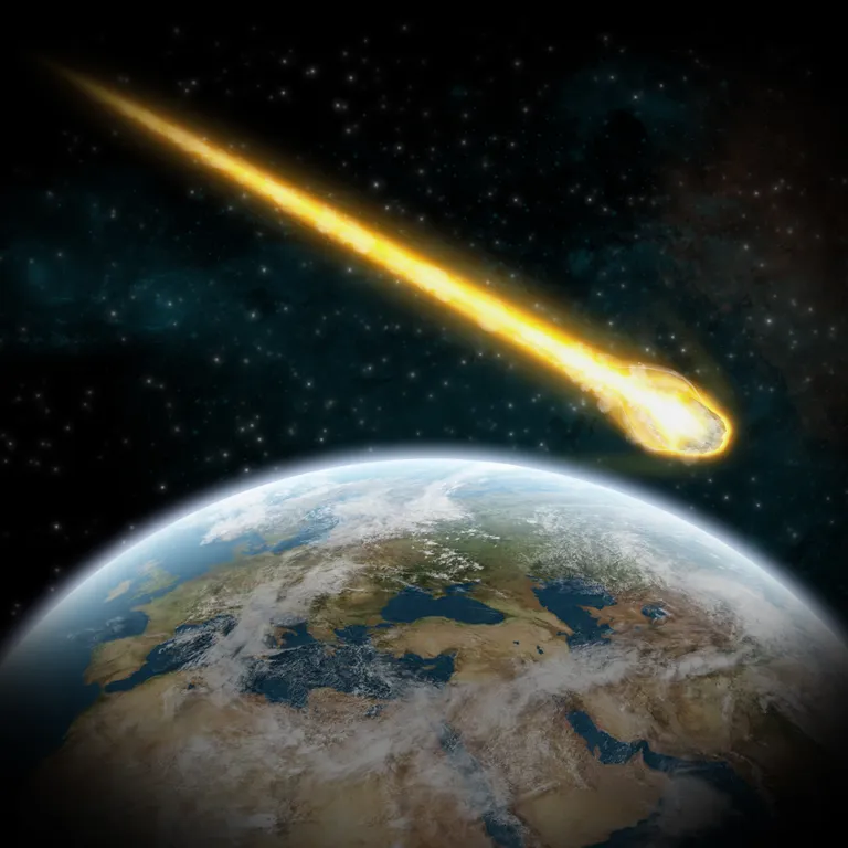Arvutijoonistus Maast ja ohtlikust asteroidist