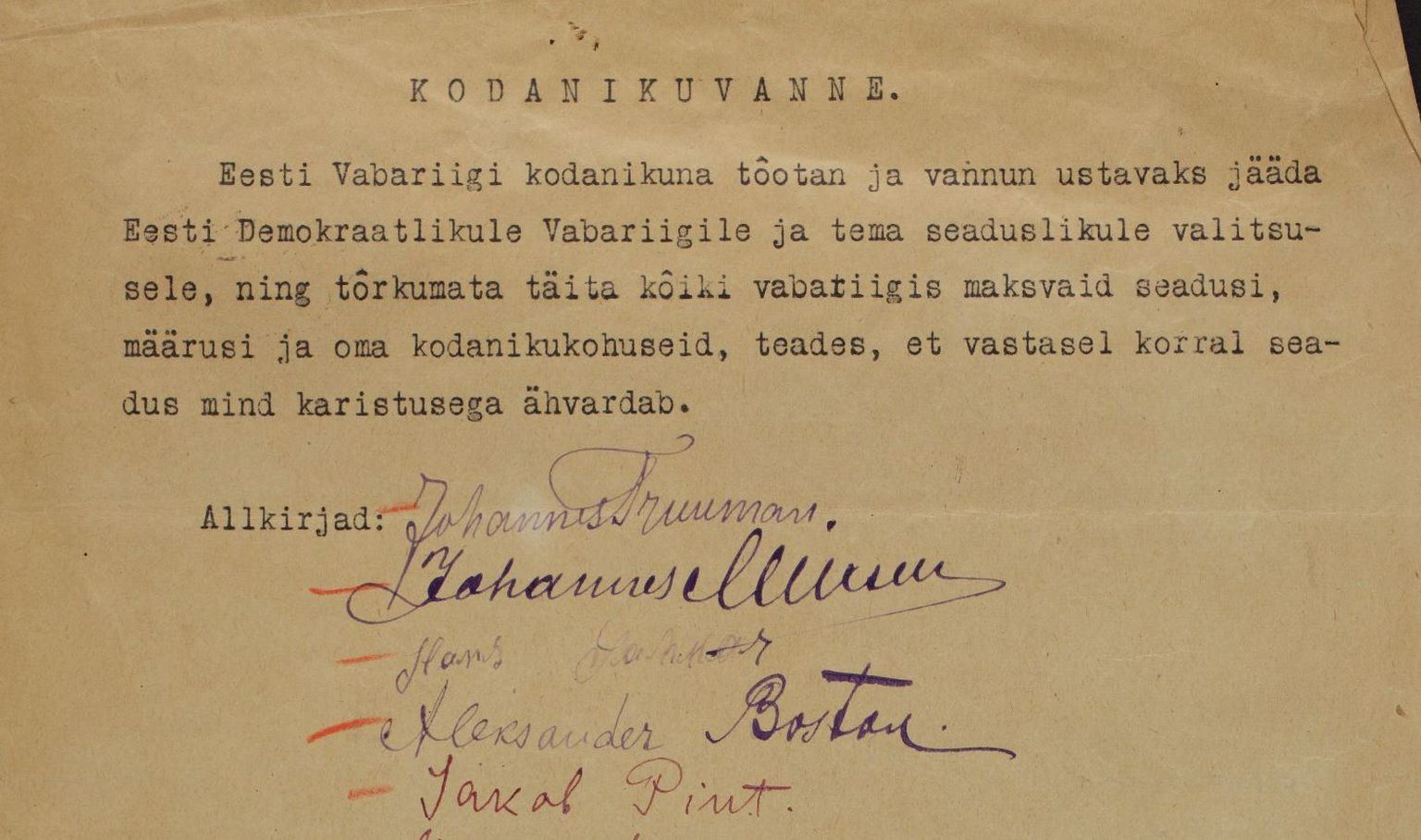 1921. aastal Eesti saatkonna poolt Abhaasias kogutud kodanikuvande allkirjad.
