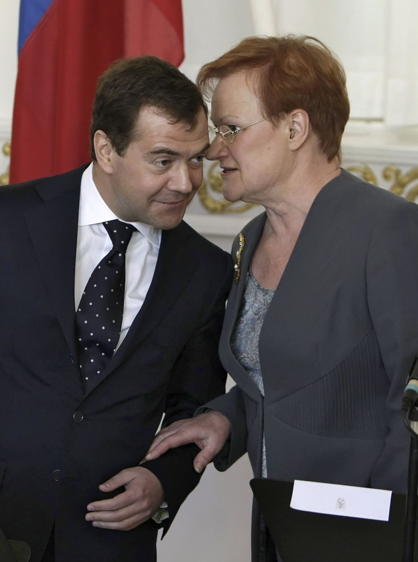 Dmitri Medvedev ja Tarja Halonen Helsingis 20. aprillil