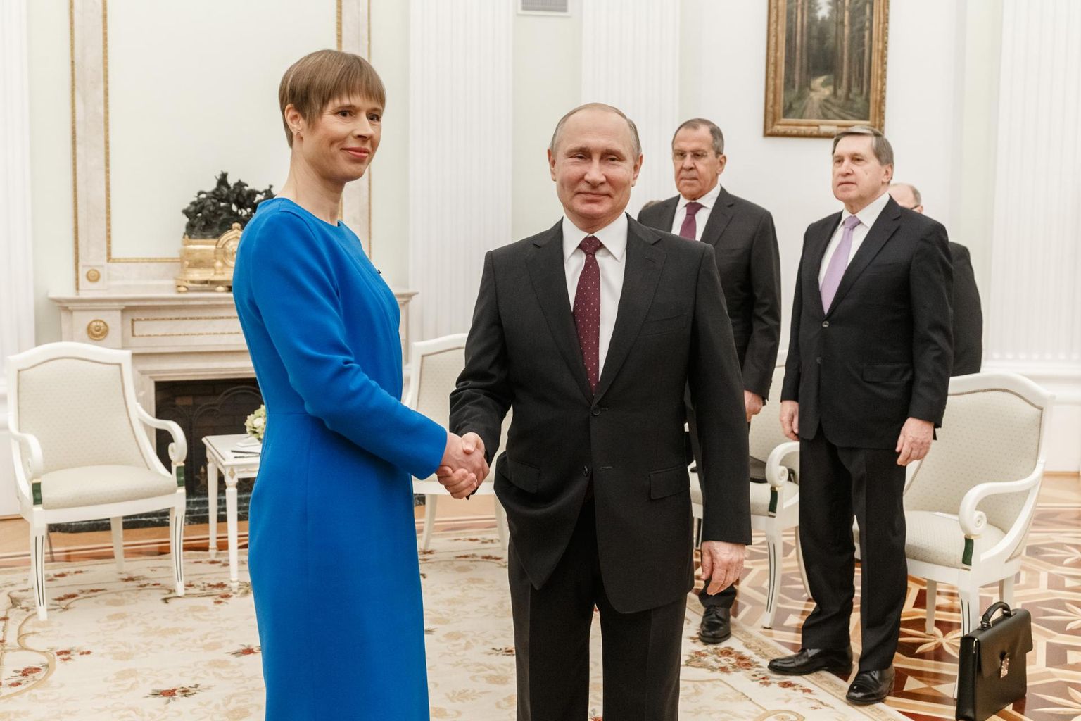 President Kersti Kaljulaid ja Vladimir Putiniga neljapäeval Kremlis.