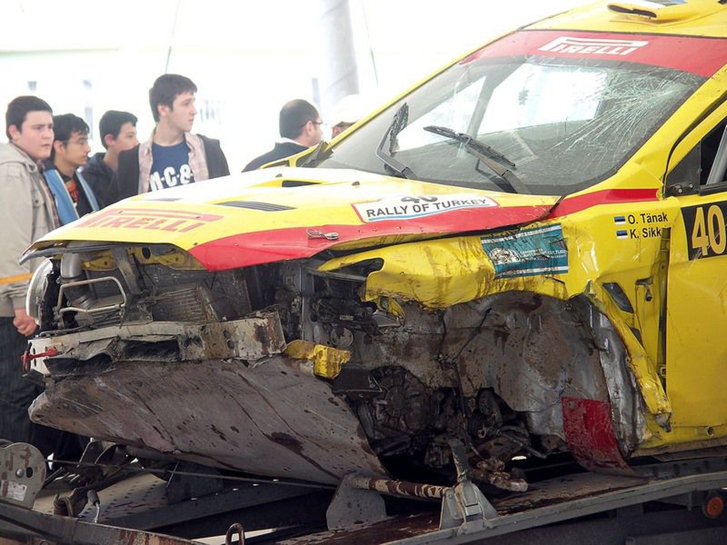 Ott Tänaku auto pärast Türgi rallil toimunud avariid.