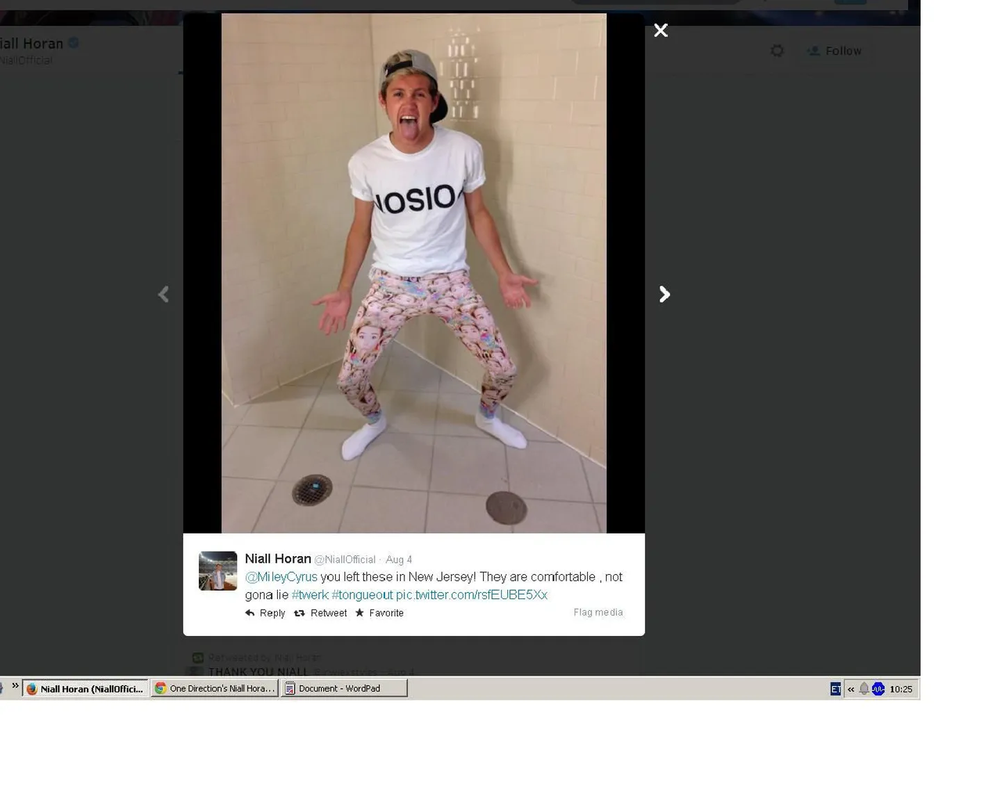 Niall Horan 
Miley Cyrus pants