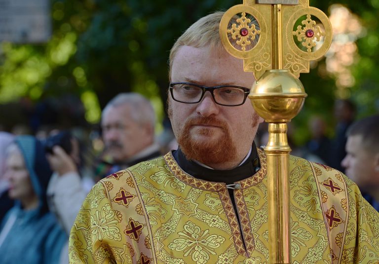 Venemaa poliitik Vitali Milonov õigeusu vaimulikurüüs. / Scanpix