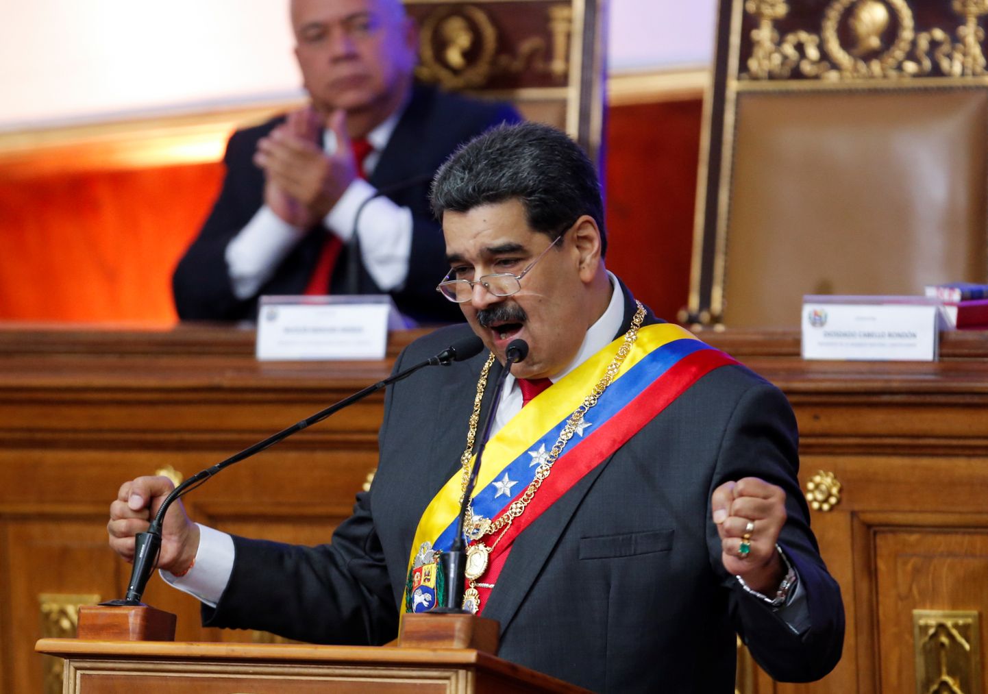 Venezuela president Nicolas Maduro kõnet pidamas. Foto on illustratiivne.