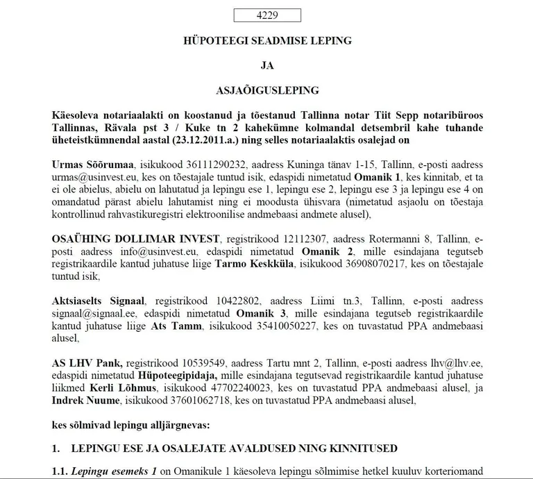Fragment hüpoteegilepingust.