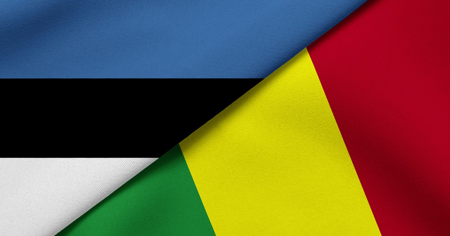 Флаги Эстонии и Мали.
