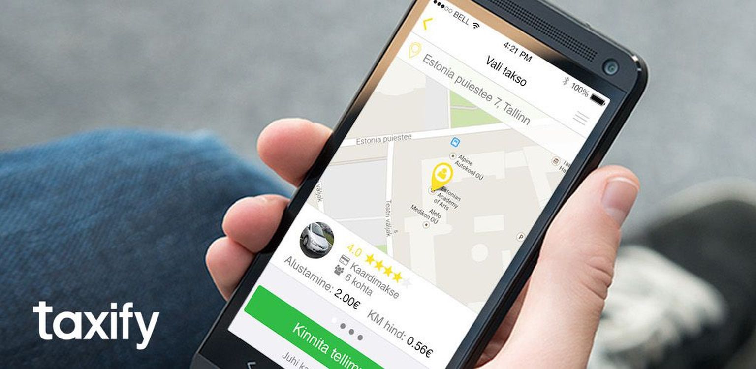 Takso tellimiseks peab klient laadima oma nutitelefoni Taxify mobiilirakenduse.