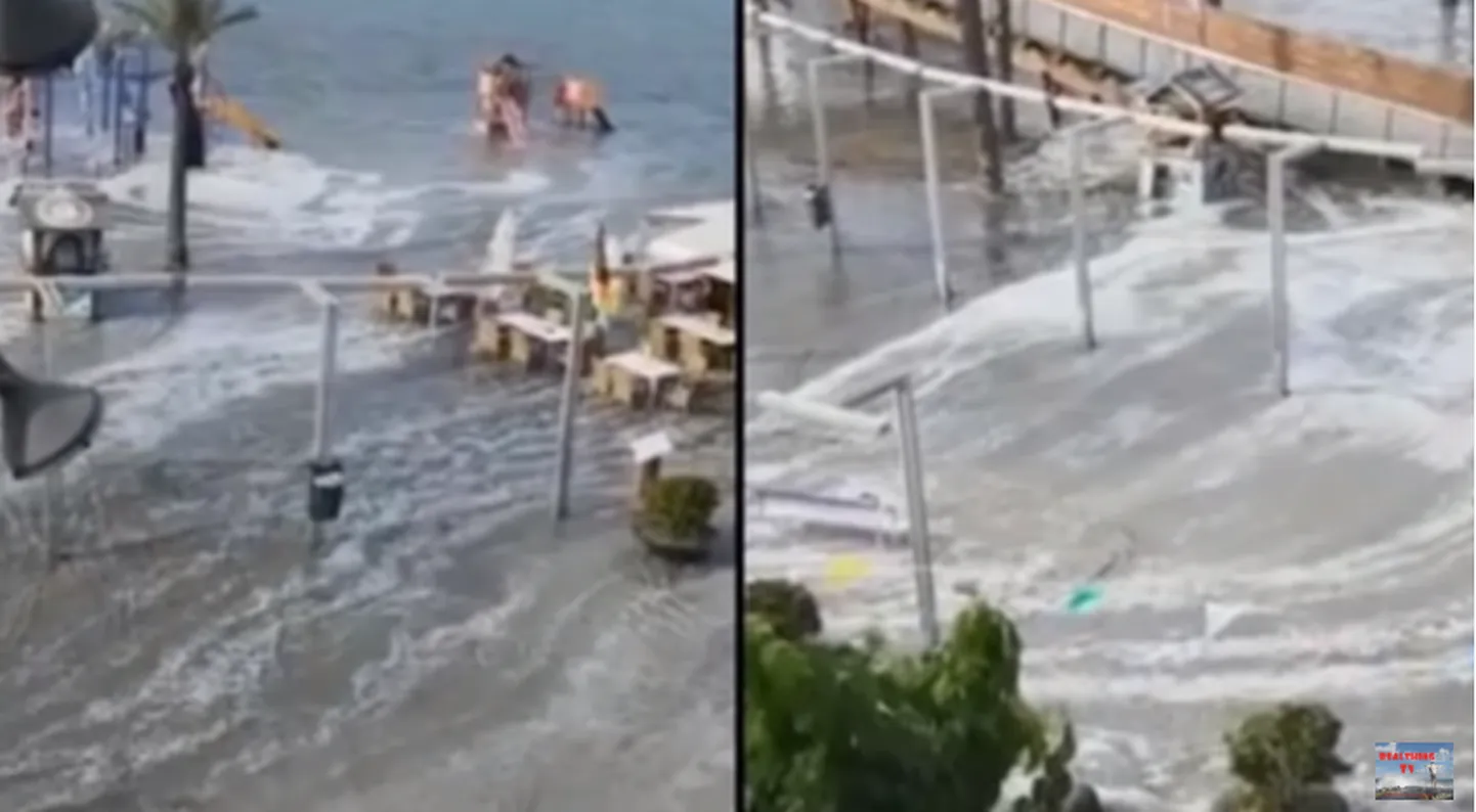 Kuvatõmmis videost: minitsunami Mallorca ja Menorca saartel.