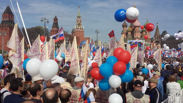 Праздничное шествие было организовано представителями Московской федерации профсоюзов.