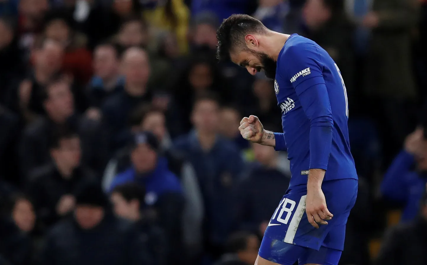 Olivier Giroud lõi Chelsea-karjääri esimese värava.