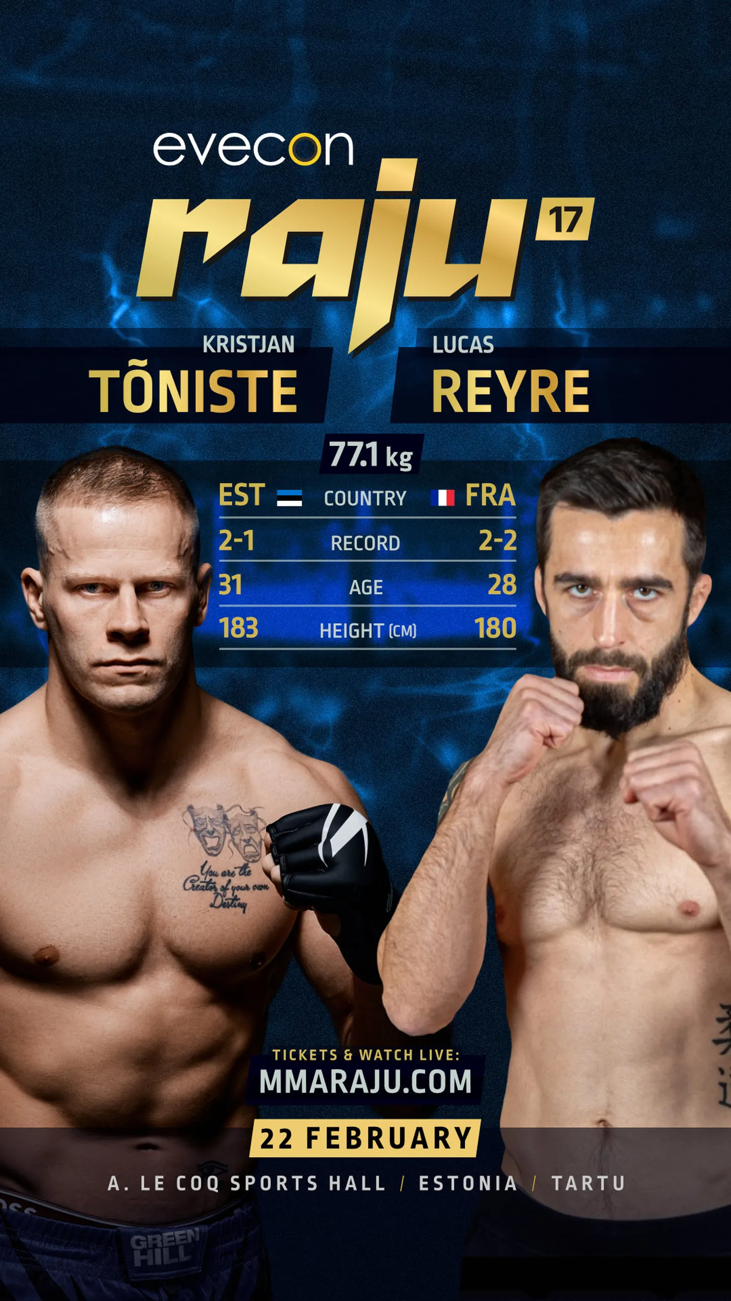 Kristjan Tõniste vs. Lucas Reyre.