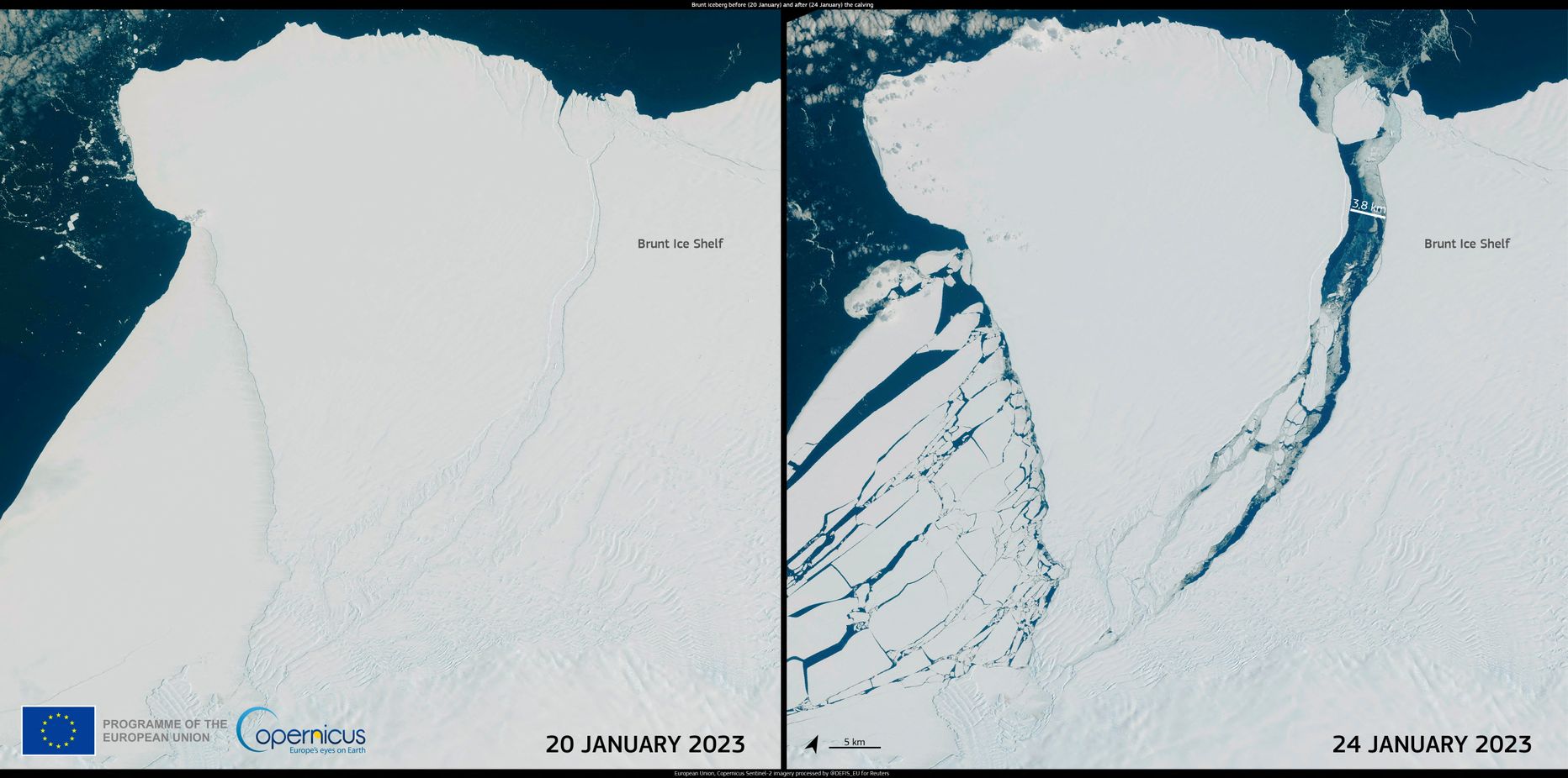 Atlūzušais aisbergs Antarktikā.