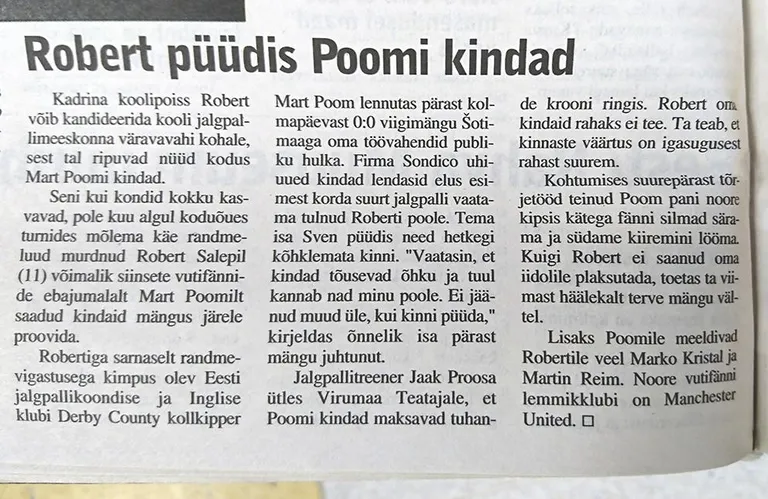 Aastatetagune artikkel Virumaa Teatajas.