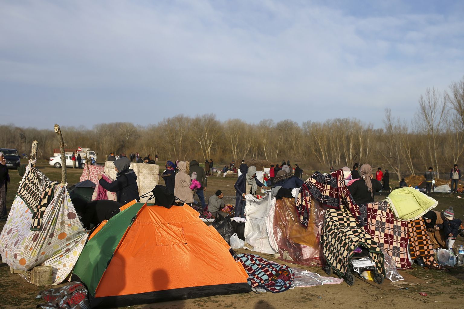 Põgenikud Türgis Kreeka piiri lähistel, lootes pääseda Euroopa Liitu.