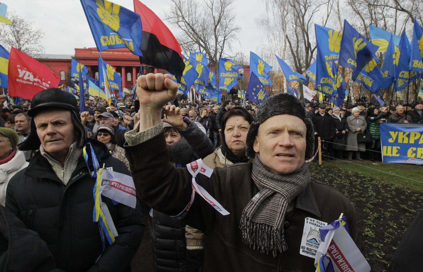Сторонники евроинтеграции Украины на Майдане Незалежности в Киеве.
