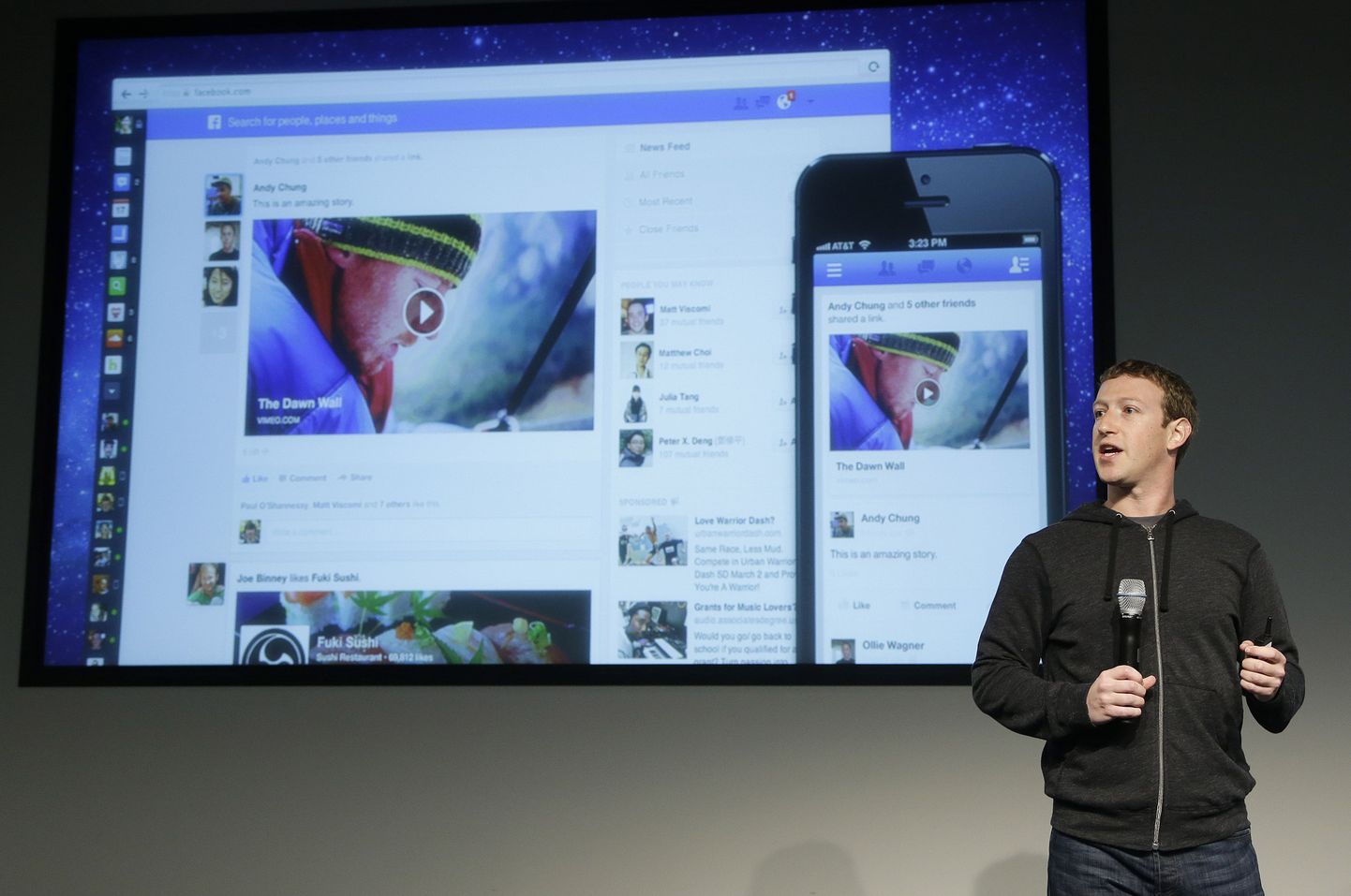 Facebooki tegevjuht Mark Zuckerberg tutvustab uut uudistevoogu.