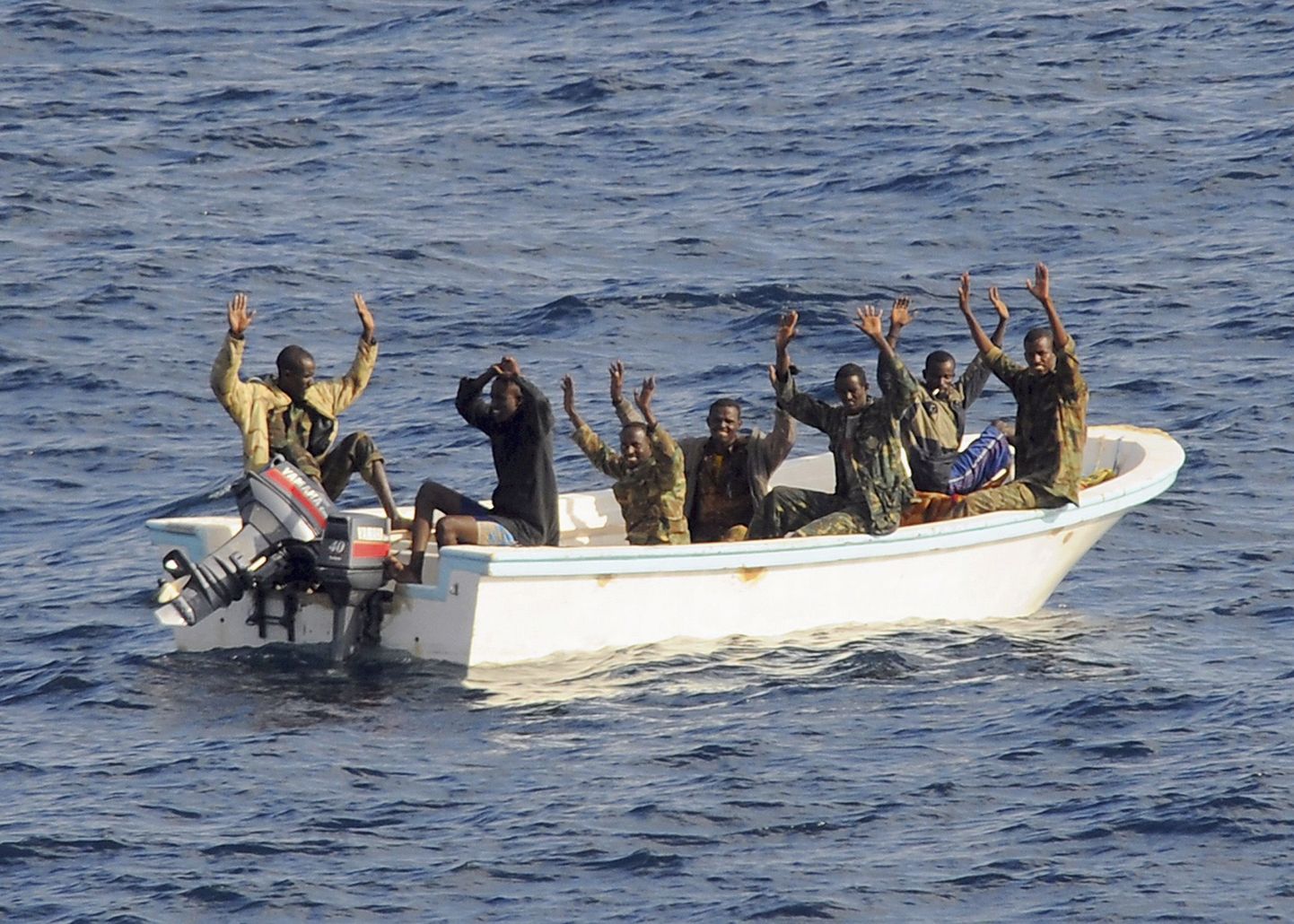 Tabatud Somaalia piraadid.