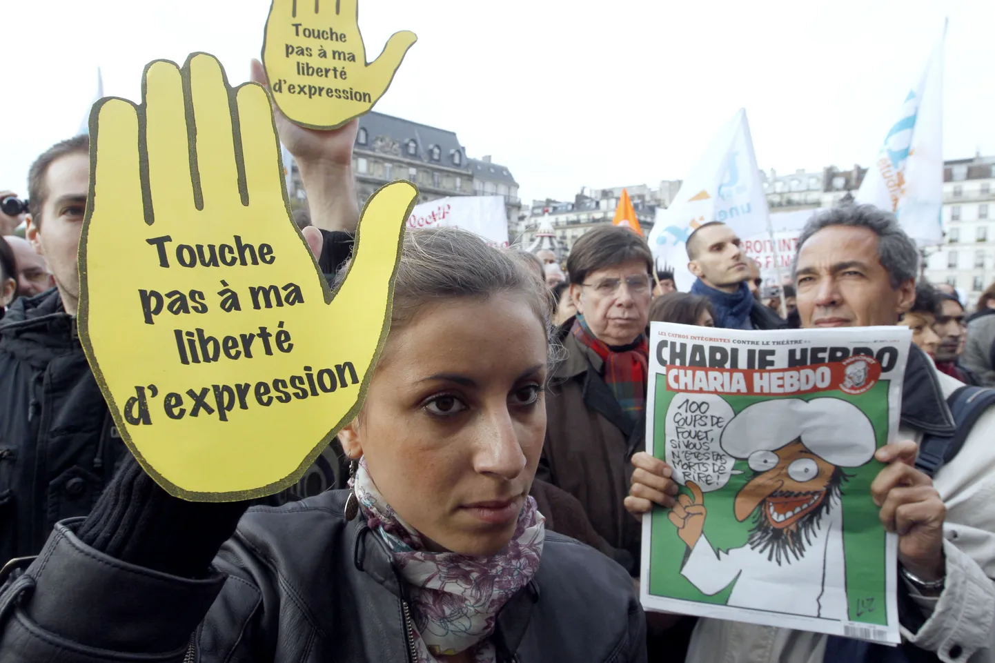 Satiirilise nädalalehe Charlie Hebdon toetuseks korraldatud rahvakogunemine Pariisis 6. novembril.