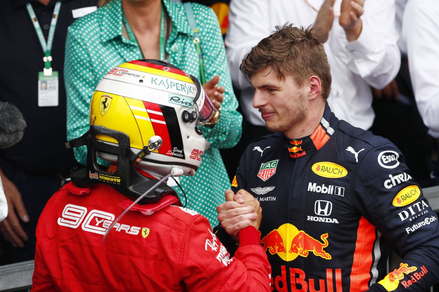 Sebastian Vettel (vasakul) ja Max Verstappen Hockenheimis