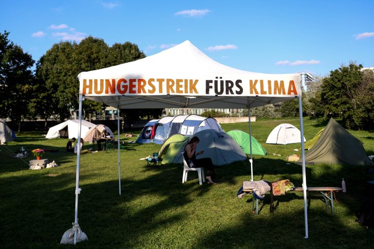 Kliimaaktivistide laager Berliinis. 14. september 2021. 