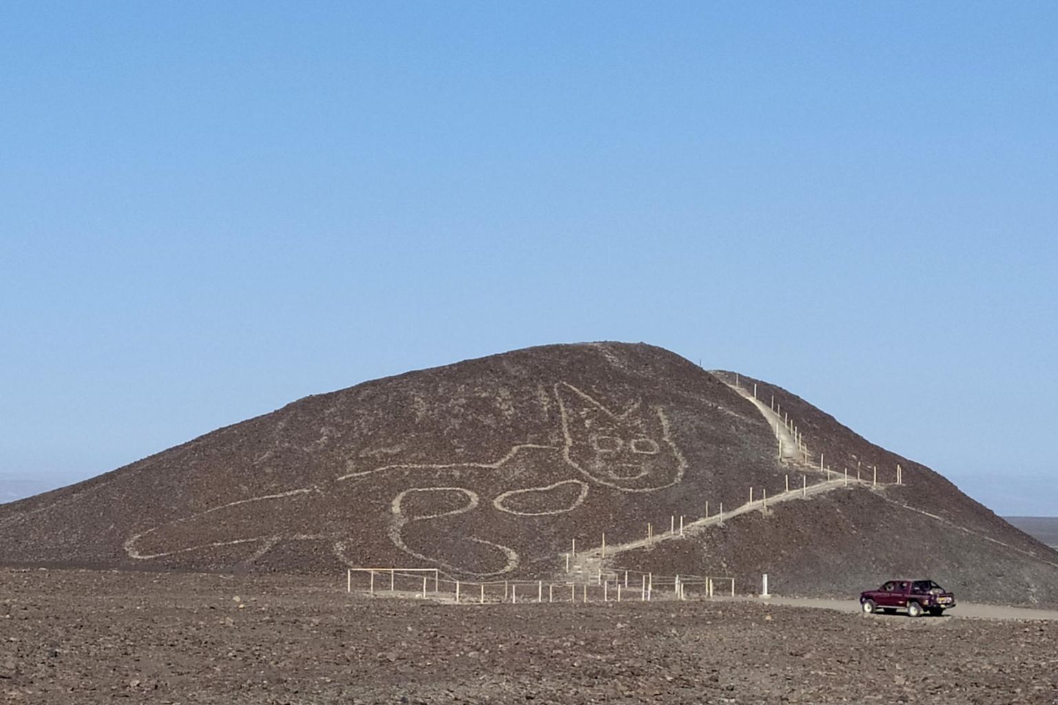 37-meetrine kassifiguur tuli nähtavale, kui Nazca kõrbes rajati teed teistele geoglüüfidele head vaadet pakkuvale kõrgendikule. 