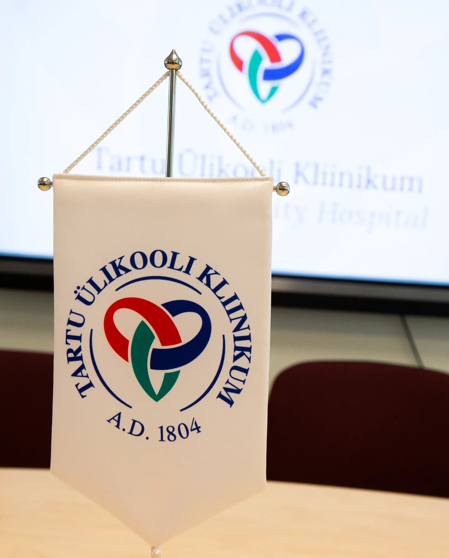 Kliinikumi logoga vimpel.