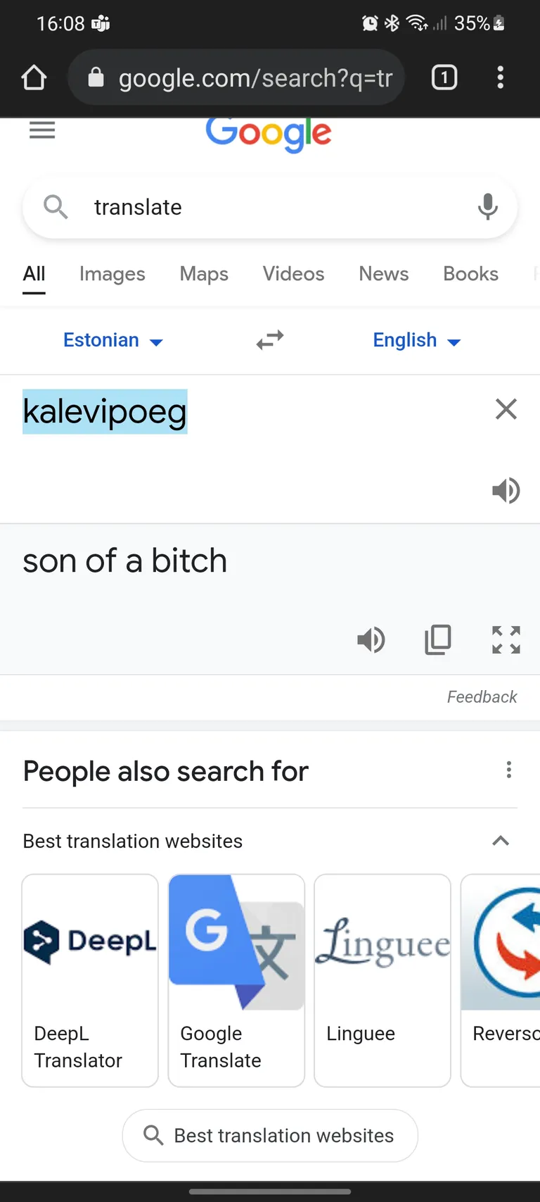 Kalevipoeg Google tõlkeprogrammis.