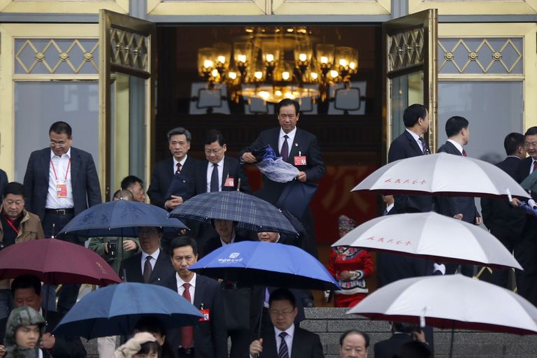 Delegaadid Xi kõne lõppedes lahkumas. Foto: Andy Wong/AP/Scanpix
