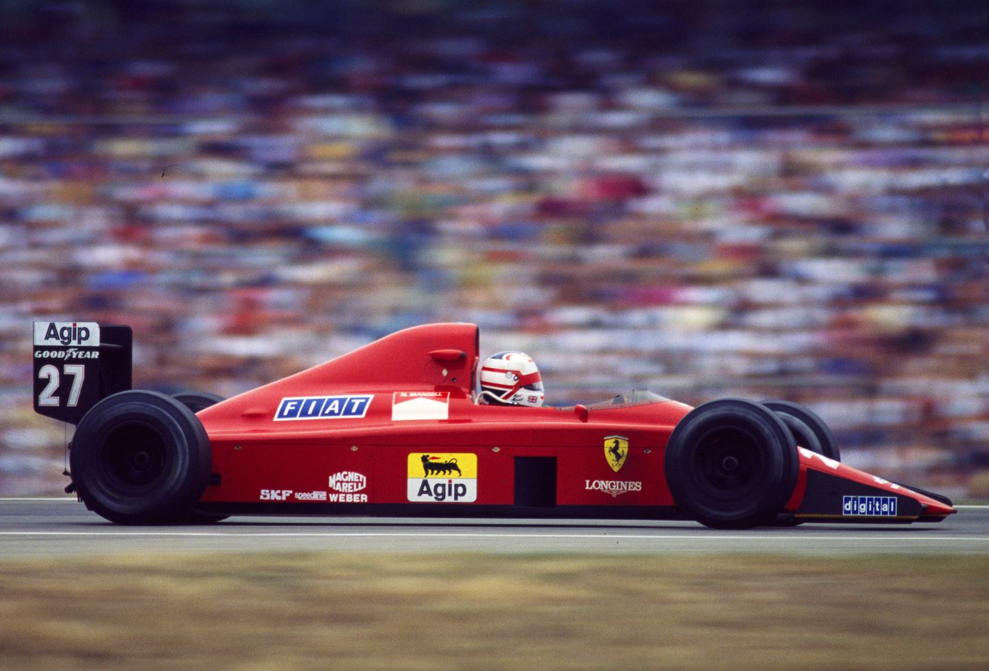Nigel Mansell ohjamas 1989. aastal Ferrari 640 vormelit.