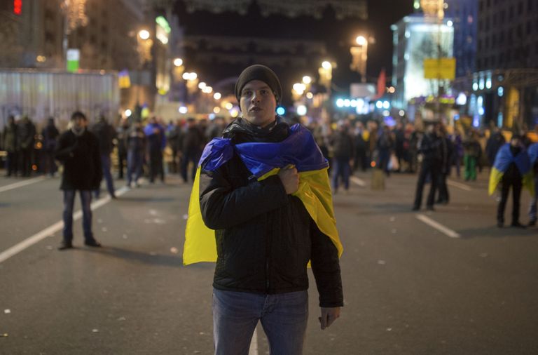 Euroopameelset Ukrainat toetav protestija 2013. aasta detsembris Maidanil. Foto: Scanpix