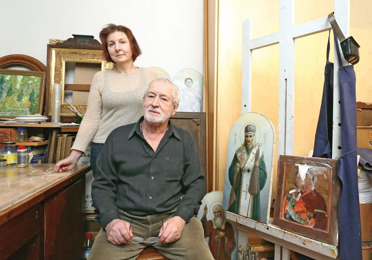 Художники-реставраторы Елена и Александр Юрьевы.
