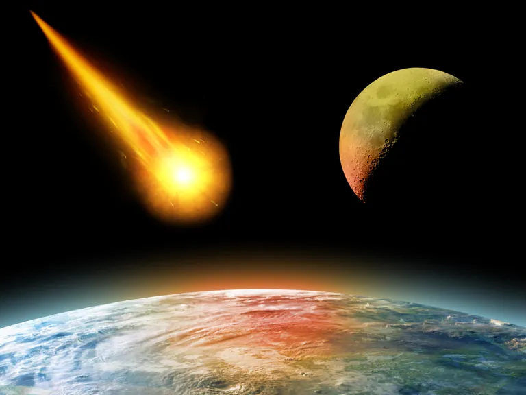 Asteroid tabamas Maad. Pilt on illustreeriv
