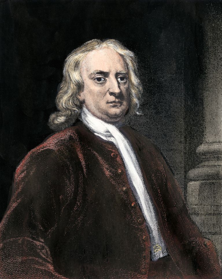 Värviline gravüür Isaac Newtonist