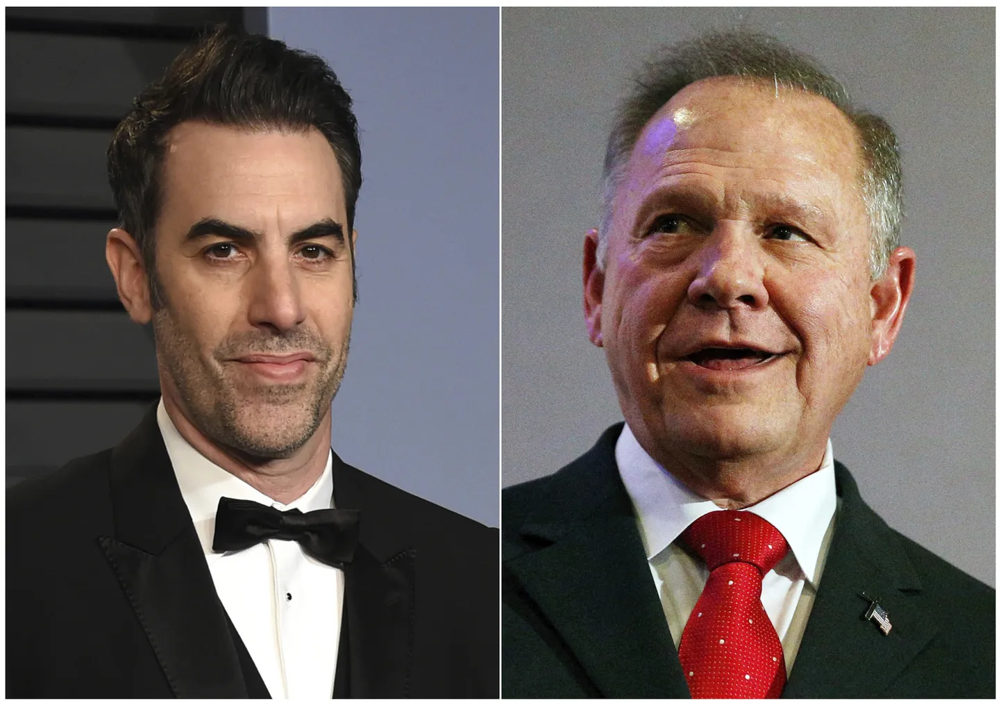 Sacha Baron Cohen ja Roy Moore.