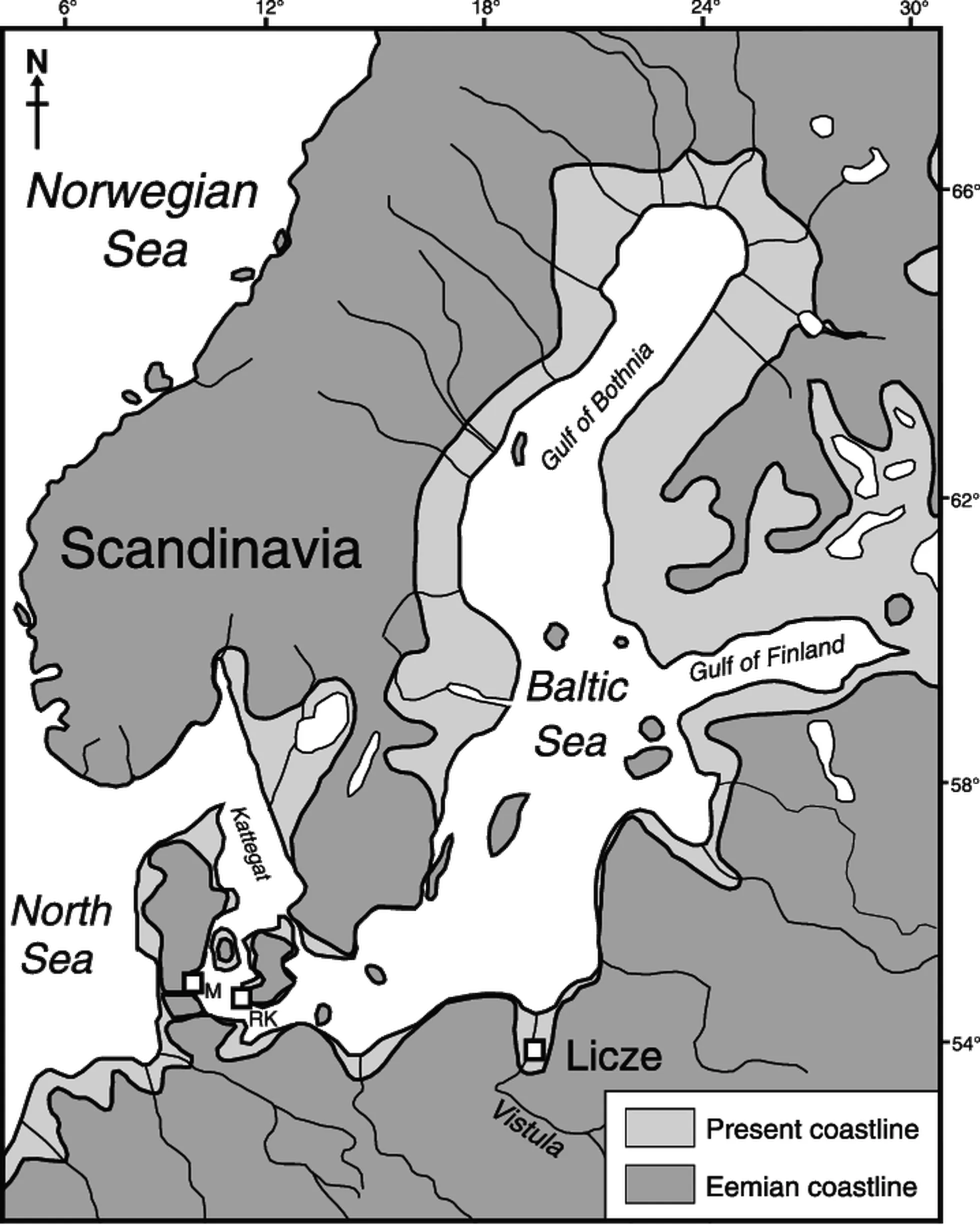 Läänemere piirkonna hüdrograafia ja geograafia Eemiaegse maksimaalse üleujutuse ajal (u 128 000 aastat tagasi)