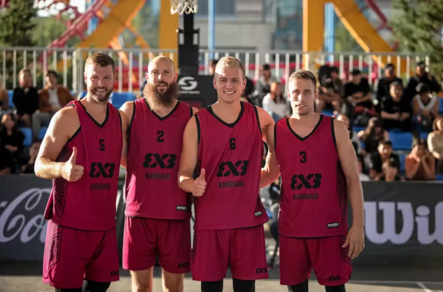 Latvijas 3x3 basketbolisti Zigmārs Raimo, Kārlis Apsītis, Francis Lācis un Kristaps Gludītis