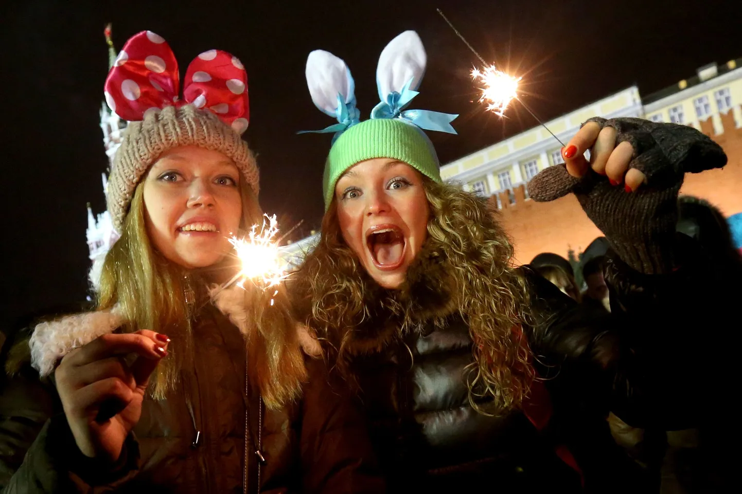 2014. aasta esimesed minutid Moskvas Punasel väljakul.