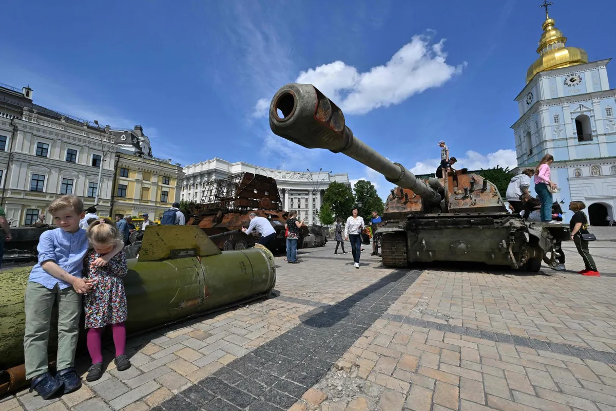 Exhibition of defeated Russian military equipment in Kyiv.