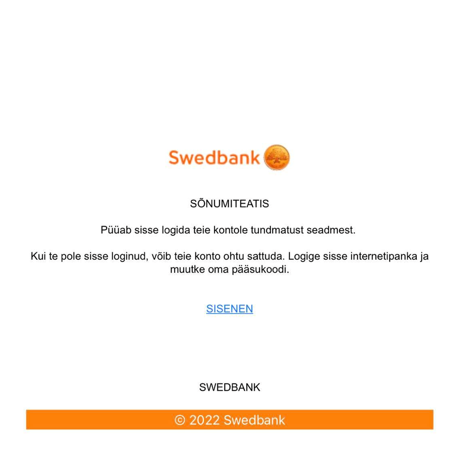 Мошенники отправляют письма от имени Swedbank