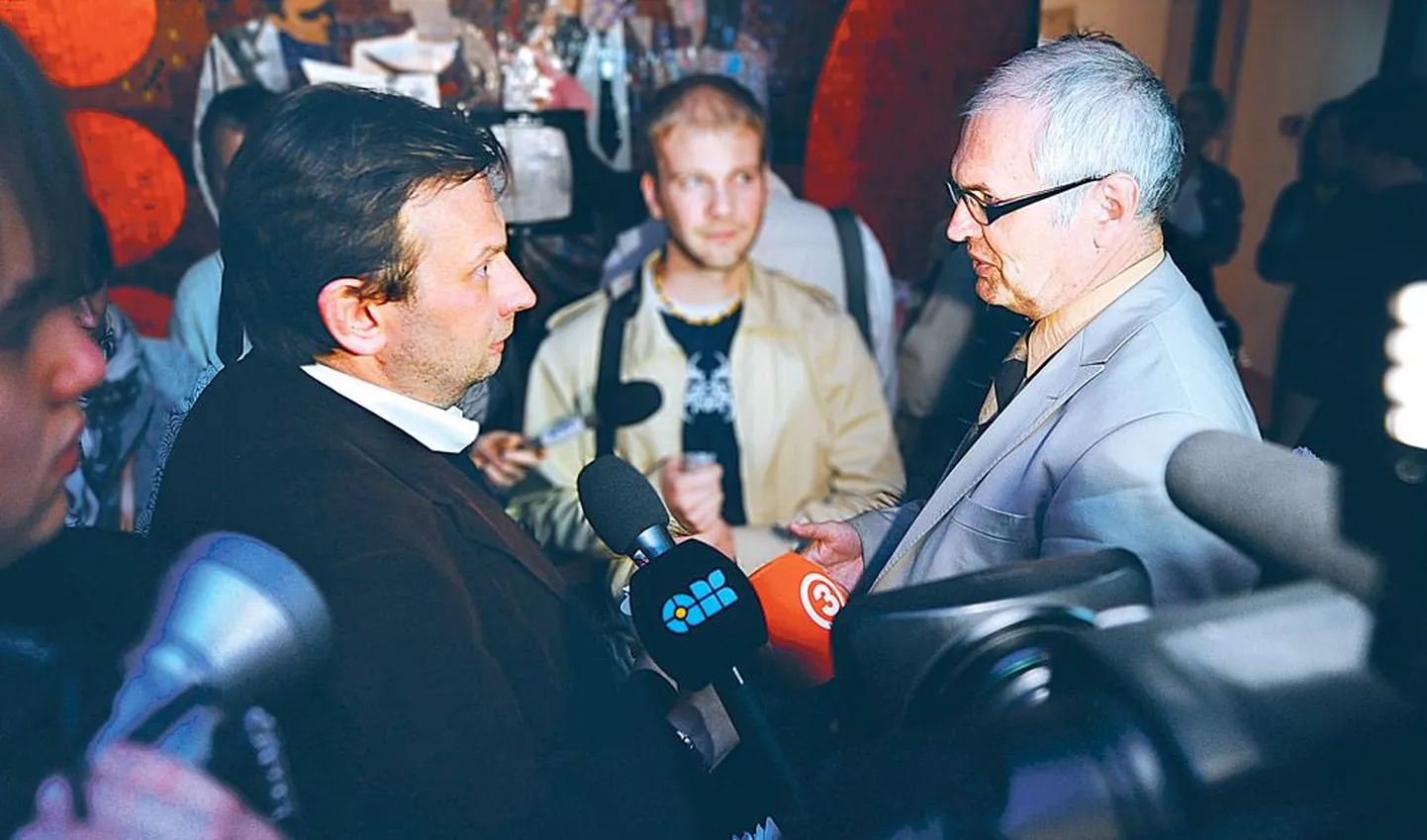 Marek Strandberg (vasakul) ja Jüri Ginter vaidlevad, kas Ginter ikka kuulub roheliste erakonda või ei.