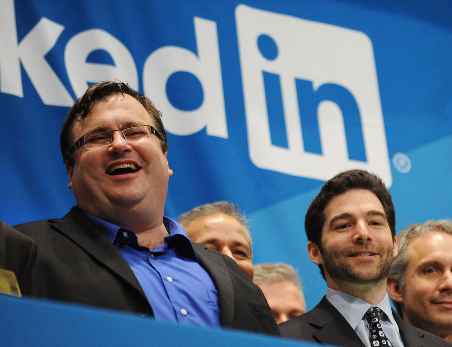 Linkedini asutaja Reid Garrett Hoffman (vasakul) ja tegevjuht Jeff Weiner.