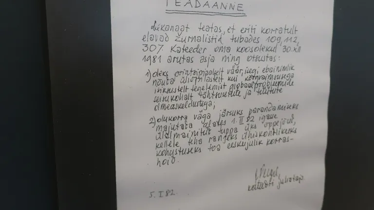 Juhan Peegli omakäeline teadaanne