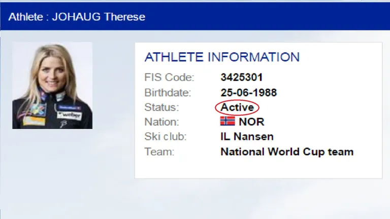Therese Johaugi leht FISi küljel.