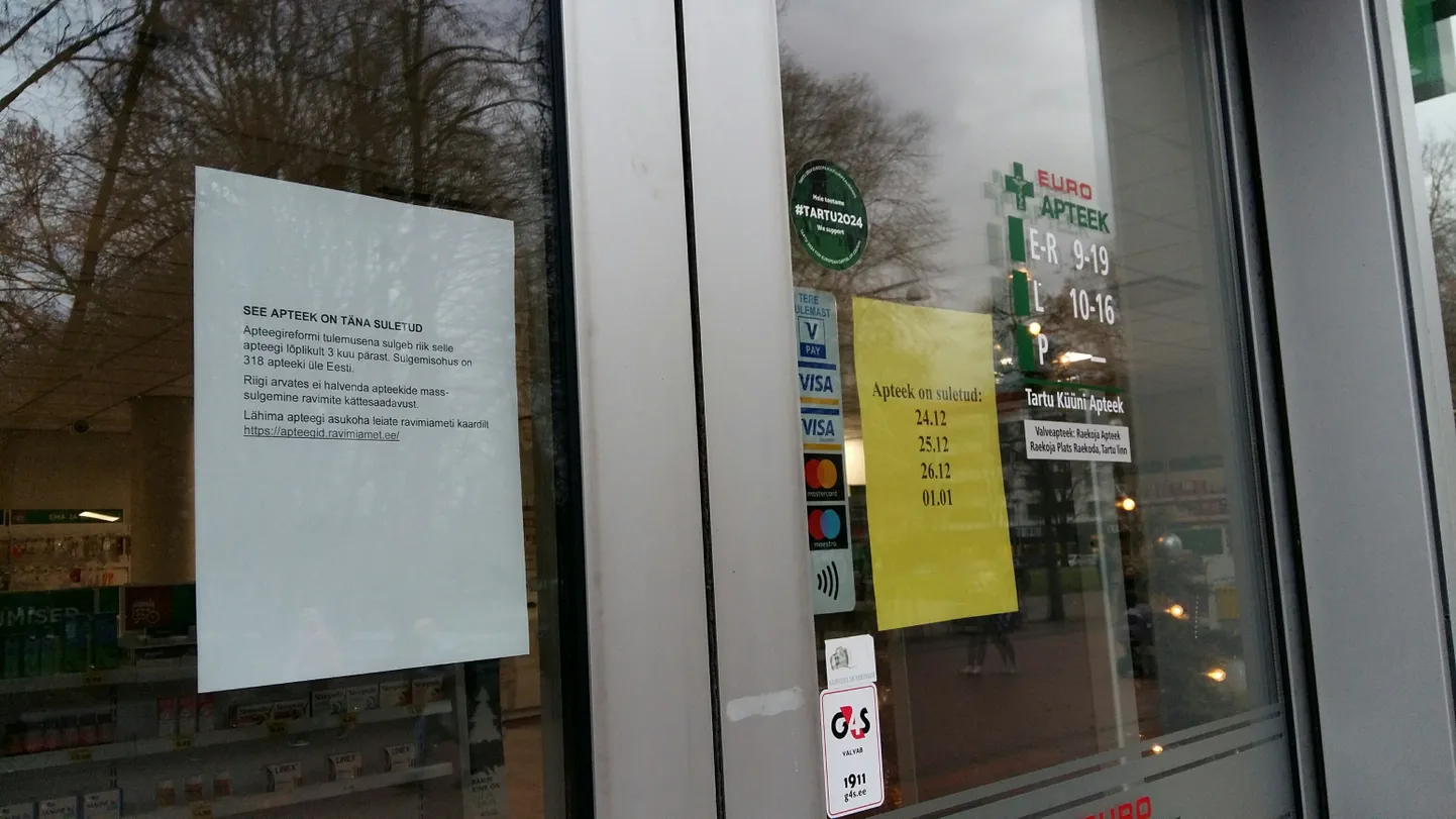 Euroapteek kesklinna kaubahallis on suletud.
