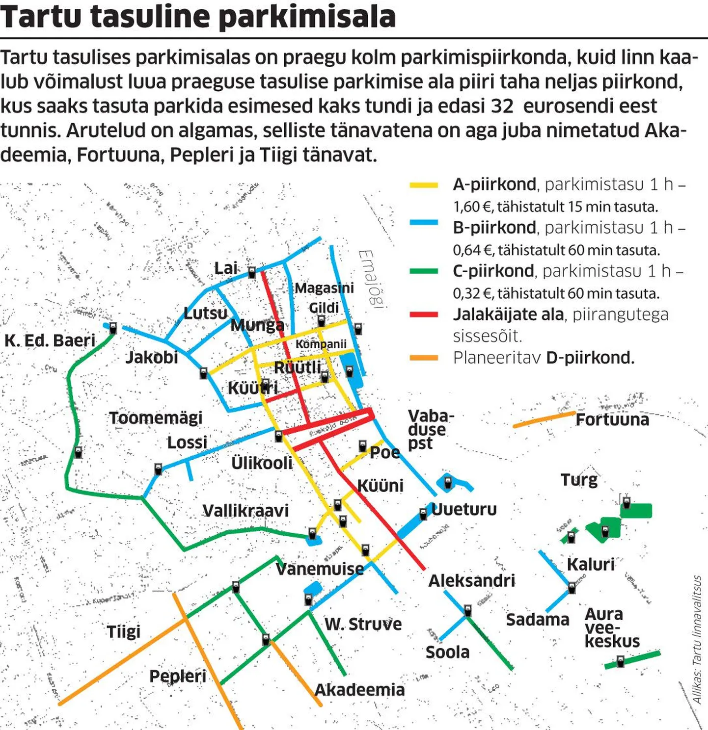 Tartu tasuline parkimisala.