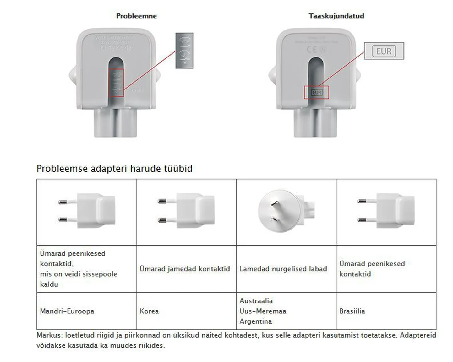 Apple soovitused vigaste laadijate omanikele.